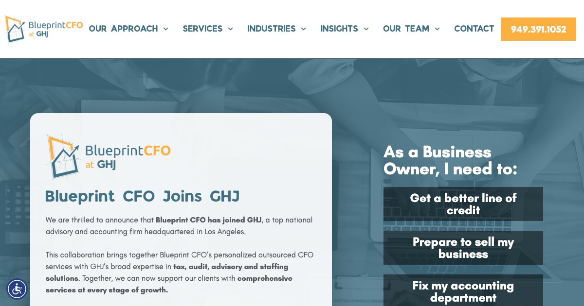 BlueprintCFO website screenshot