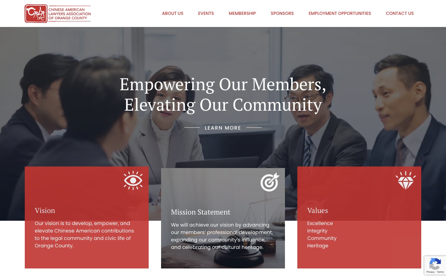 Chinese American Lawyers Association website screenshot