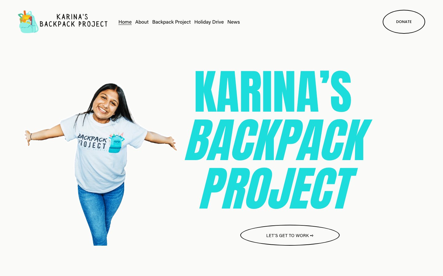 Karina's Backpack Project website screenshot