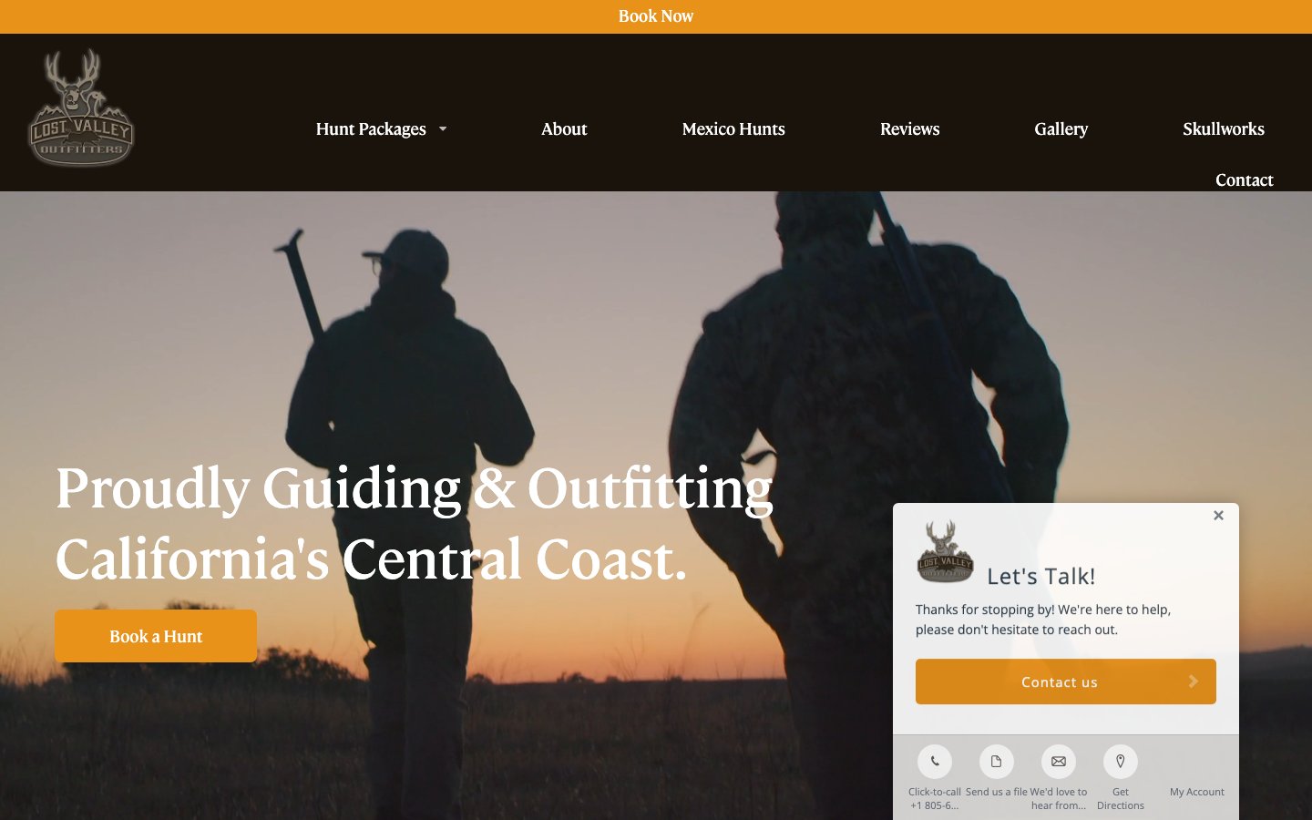 Lost Valley Outfitters website screenshot