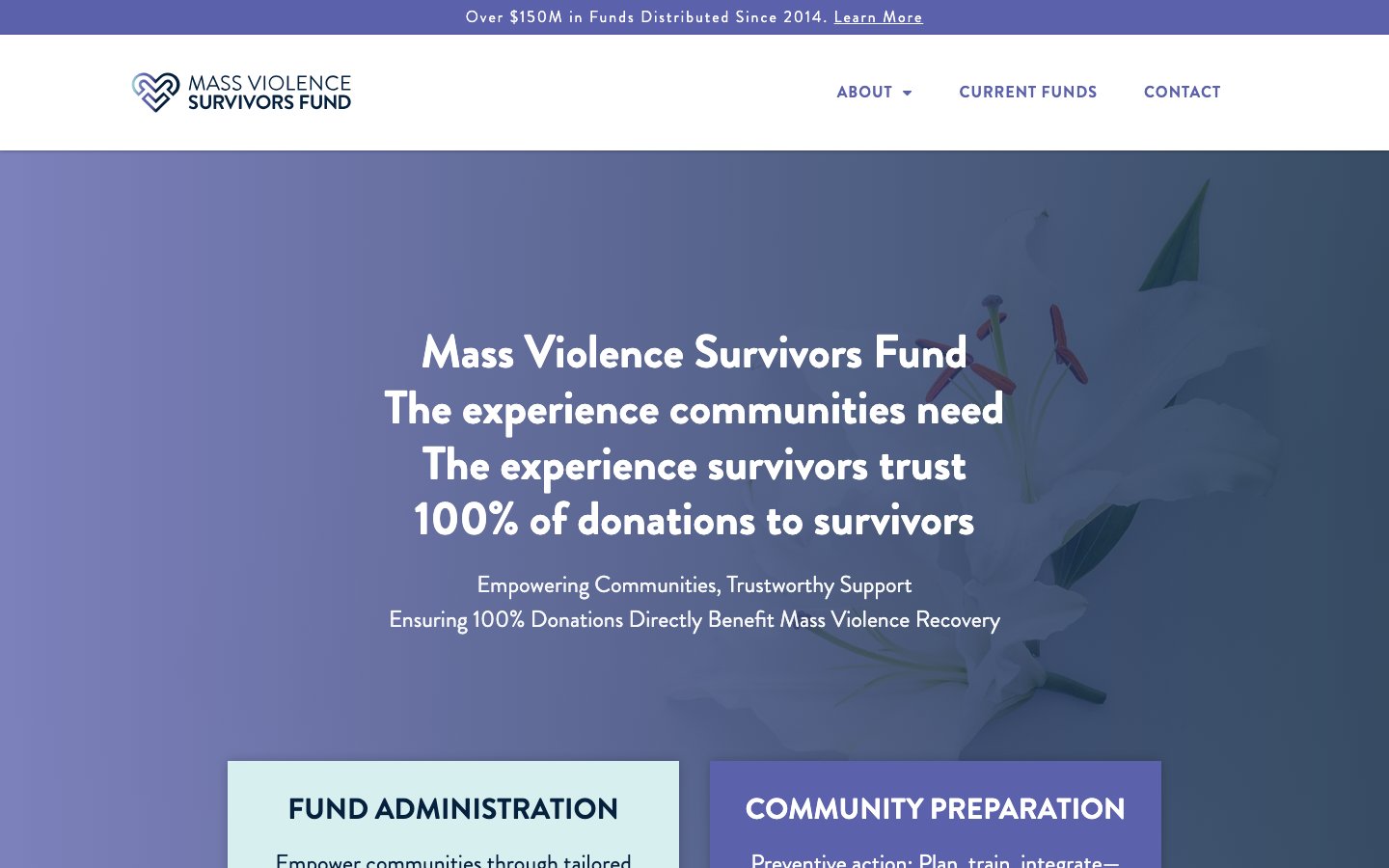 Mass Violence Survivors Fund website screenshot
