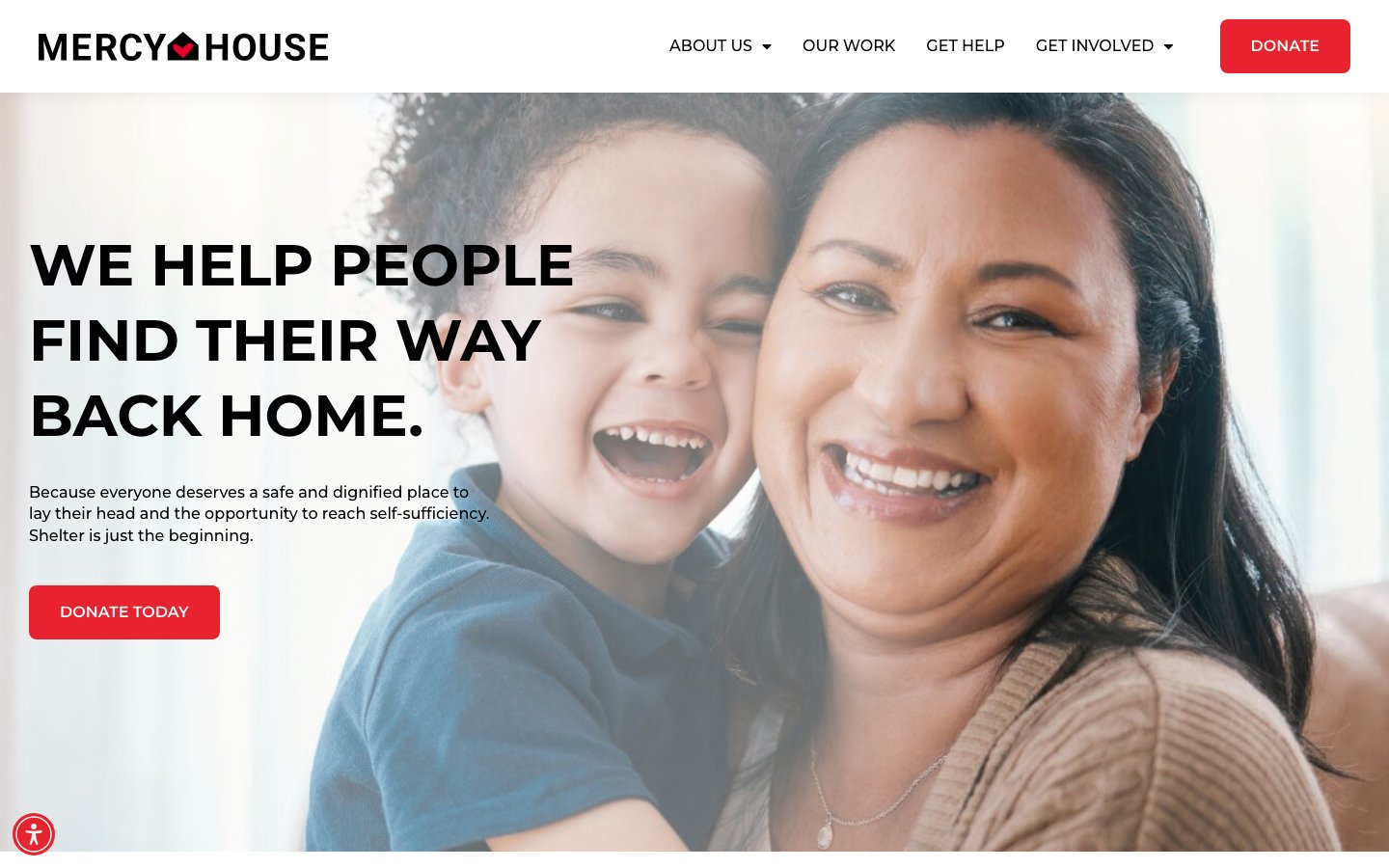 Mercy House website screenshot