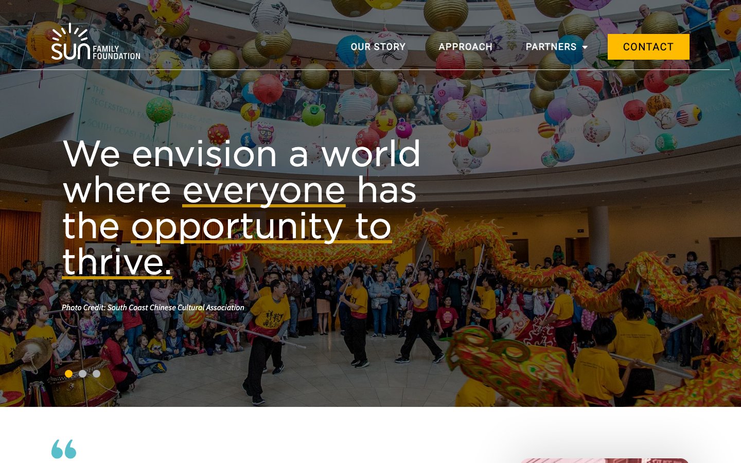 Sun Family Foundation website screenshot