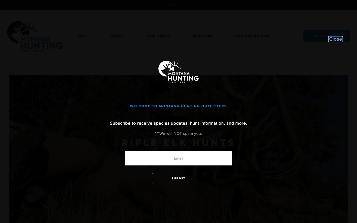 The Montana Hunting Outfitters website screenshot