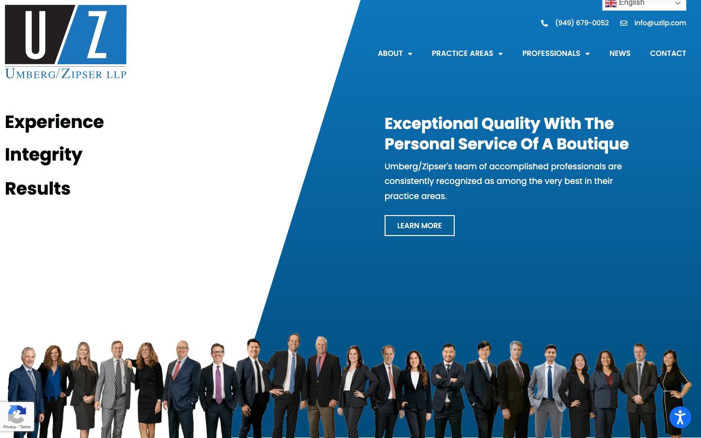 Umberg Zipser website screenshot
